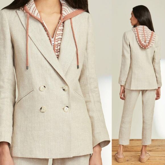 NEW Veronica Beard SHIKIA Striped Hoodie Dickey Mauve Brown Multicolor - Picture 1 of 8